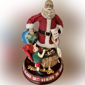 Nostalgic Santa and Elf Holiday Musical Light-up Decor Figurine